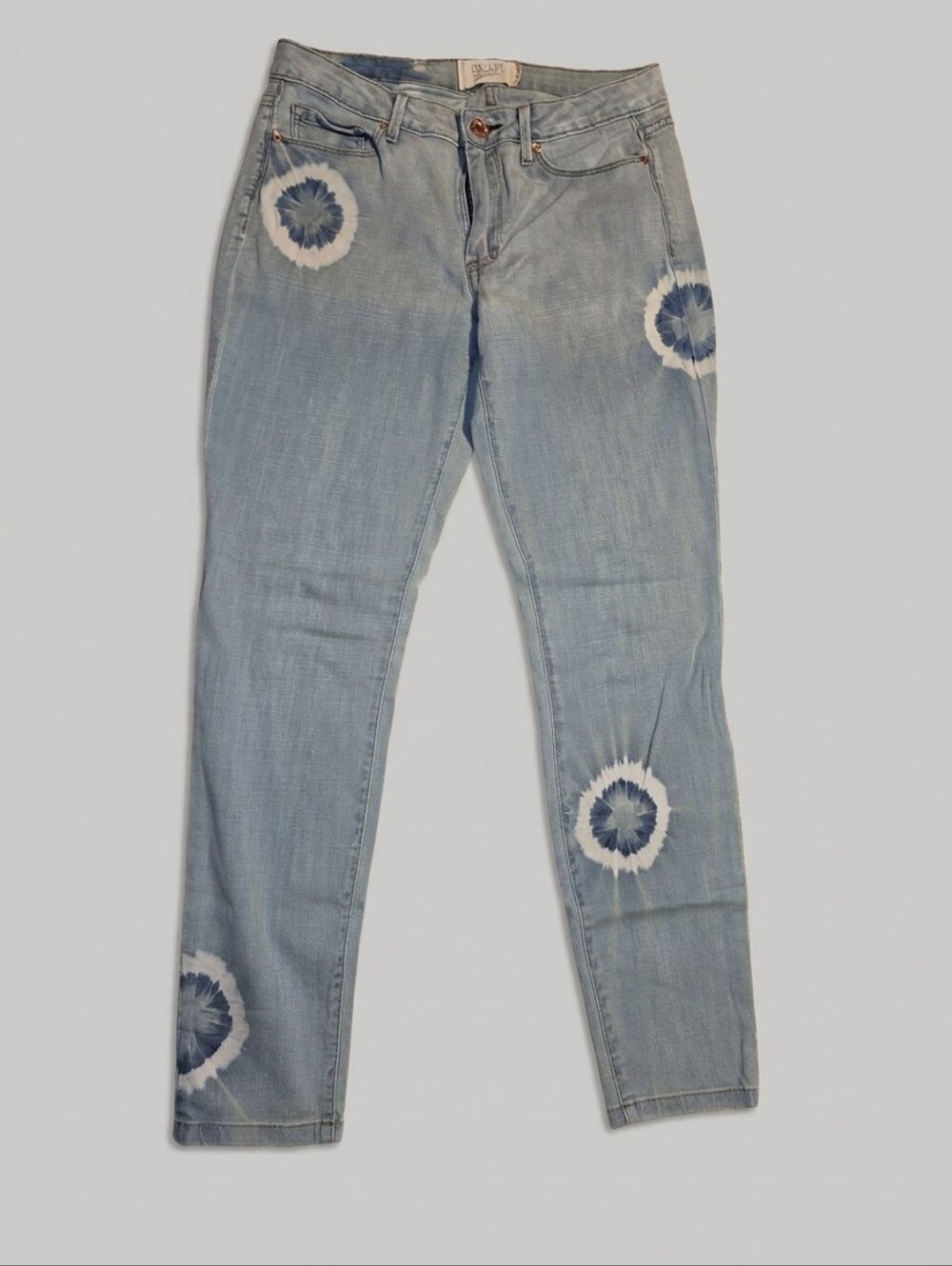 Rachel Roy- Light Wash Tie-Dye Circle Pattern Womenβs Skinny Jeans